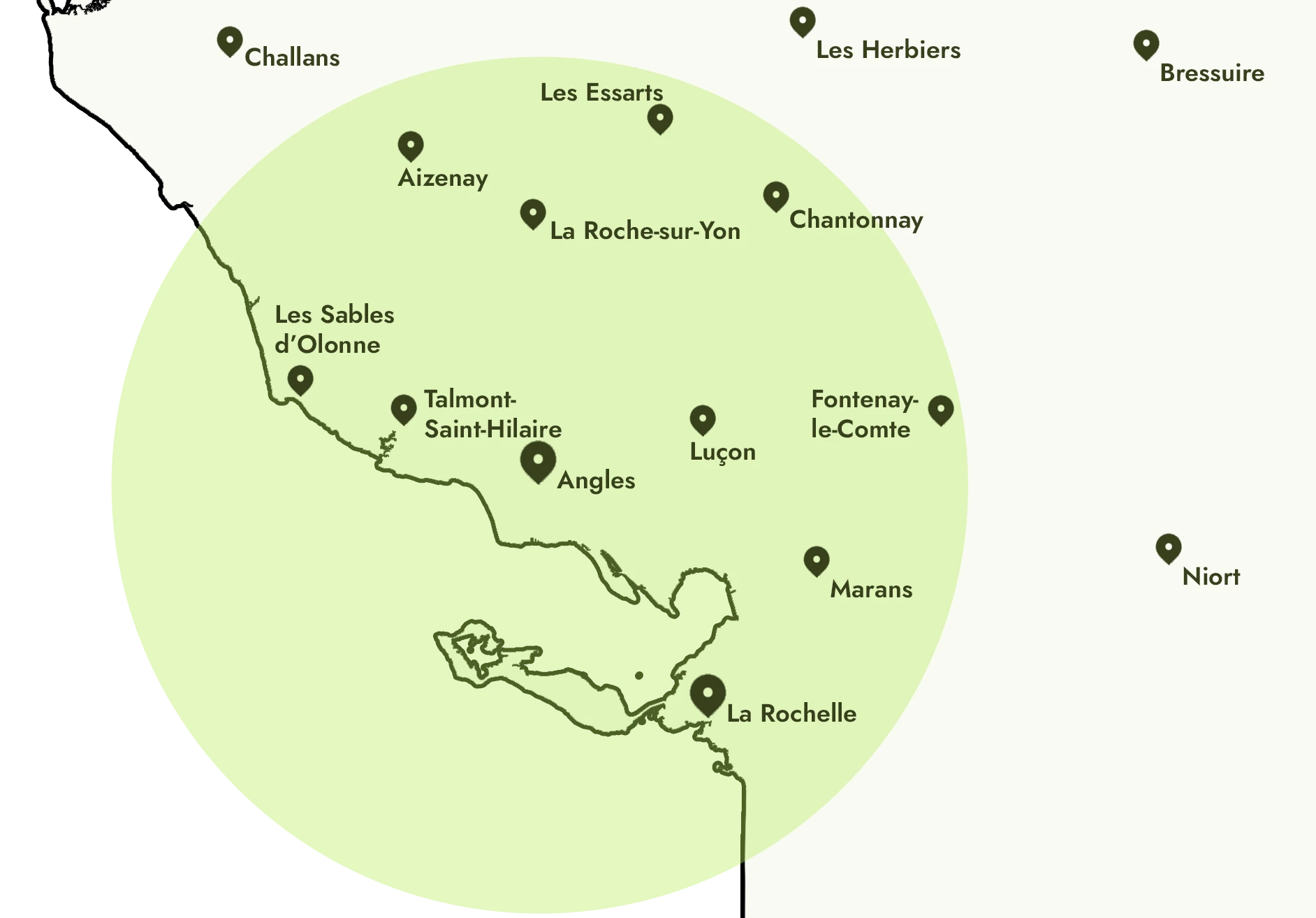 Zone d'intervention de 50km autour d'Angles